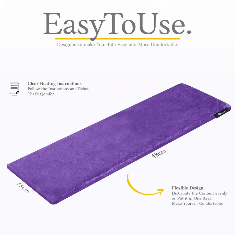 Grain pillow microwave - heat pillow wheat and lavender filled 48 x 15 cm - soft fleece heat pillow microwave for pain relief, neck, shoulder, back - purple - NewNest Australia