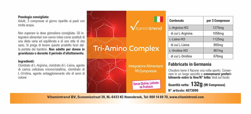 Tri Amino Complex With L-Arginine L Ornithine & L-Lysine, Vegan, No Magnesium Stearate Amino Acid Tablets ‚ Support Muscle And Little Body Fat, Amino Acids Complex - NewNest Australia