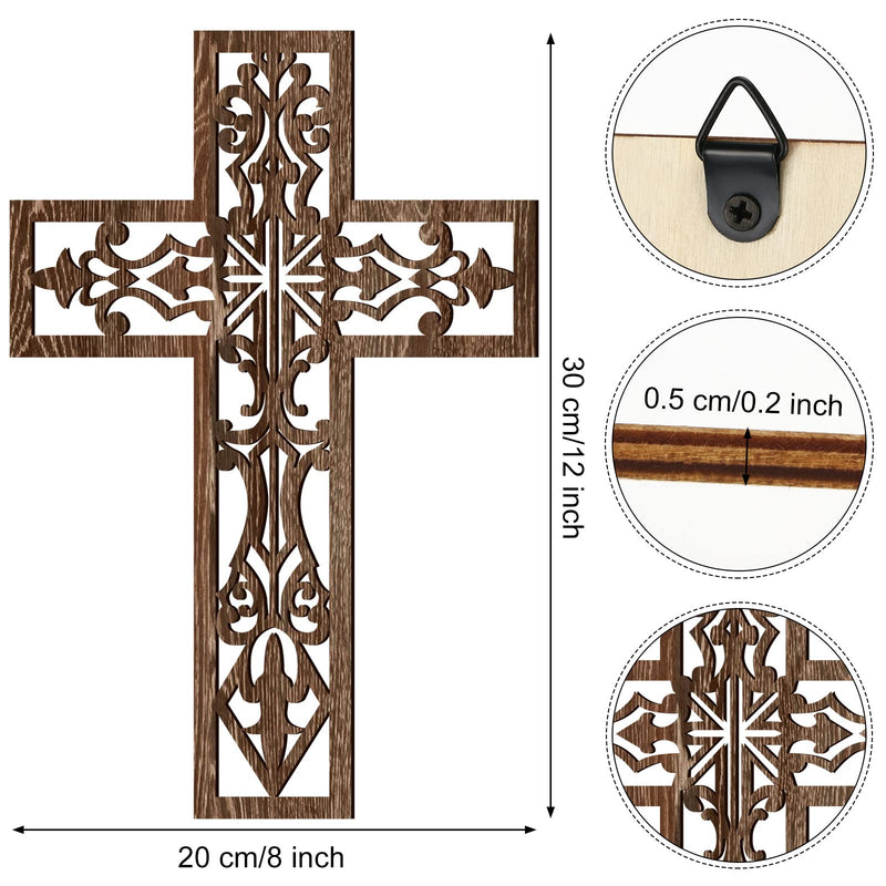 3 Pcs Wooden Wall Hanging Cross Handmade Antique Cross Hanging Decor Religious Cross Decorations for Wall Brown Wooden Cross Home Decor Hand Carved Wall Crosses for Living Room Nursery Wedding - NewNest Australia