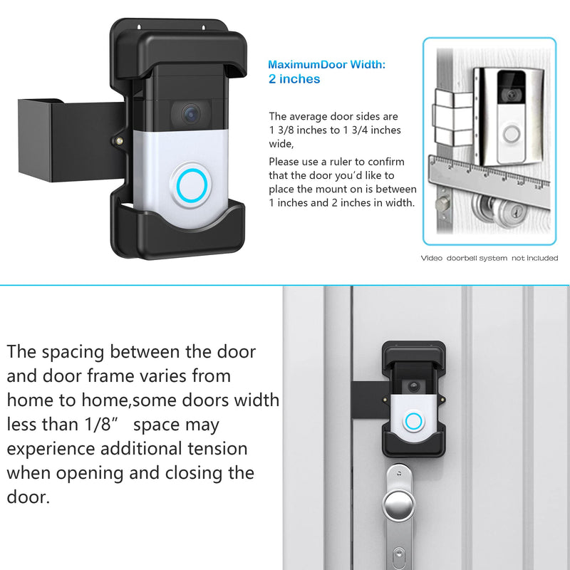 Anti-Theft Video Doorbell Mount, No-Drill Mounting Bracket for Most Brand Video Bell (Easy to Install) Black - NewNest Australia