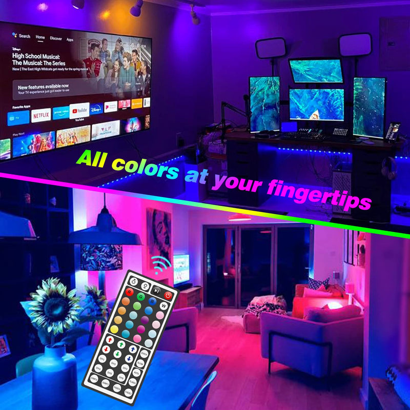CHARKEE Led Lights for Bedroom 16.4ft, 1 Roll of 16.4ft Led Light Strips with Remote and Power Supply for Bedroom, Room, Kitchen, Decoration - NewNest Australia