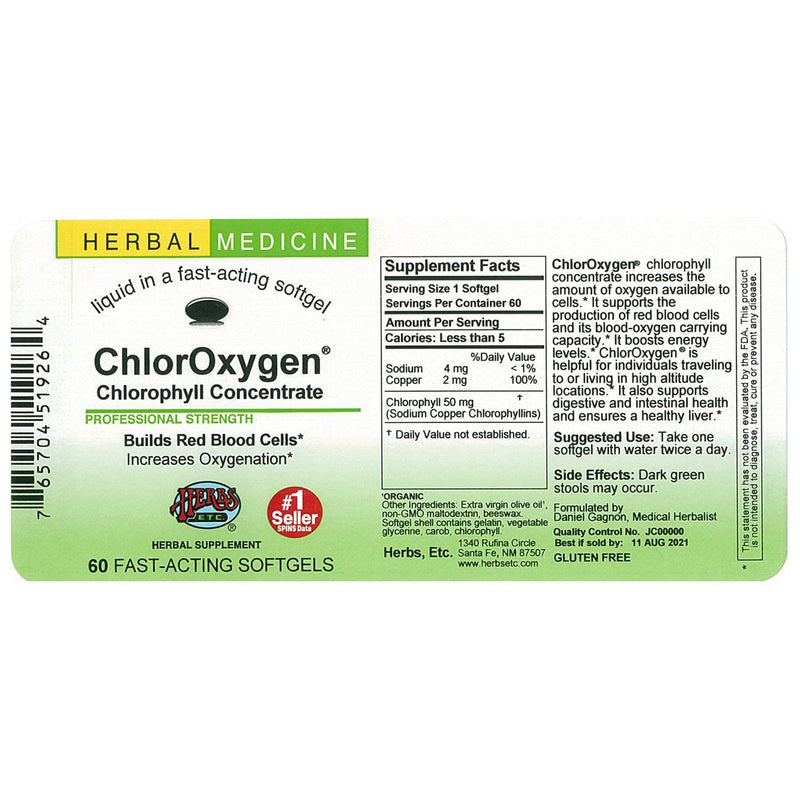 Chloroxygen® Chlorophyll Concentrate: 60-Count Bottle of Softgels - NewNest Australia