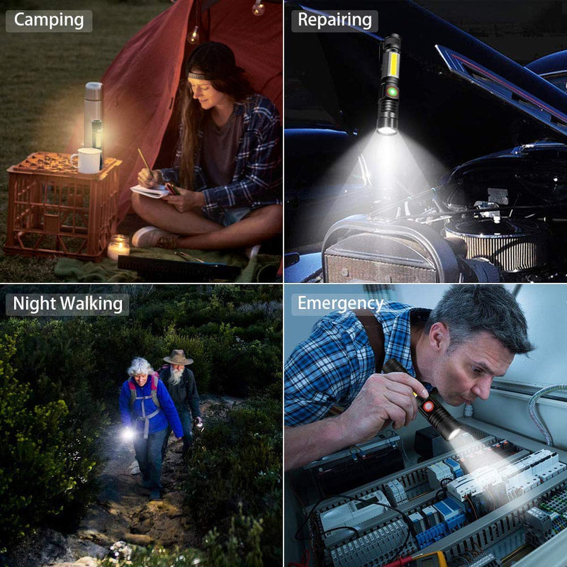 USB Rechargeable Flashlight, Magnetic Flashlights With COB Flash Light Include Battery - 4 Models, Zoomable, Water Resistant, Vnina LED Tactical Flashlight High lumen for Indoor & Ourdoor use - NewNest Australia