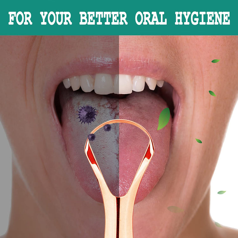 Copper Tongue Scrapers for Adults(2 Pack) with Travel Case, Cure Bad Breath (Medical Grade), Stainless Steel Tongue Cleaners, 100% BPA Free Metal Tongue Scrapers Fresher Breath in Seconds.by RONAVO - NewNest Australia
