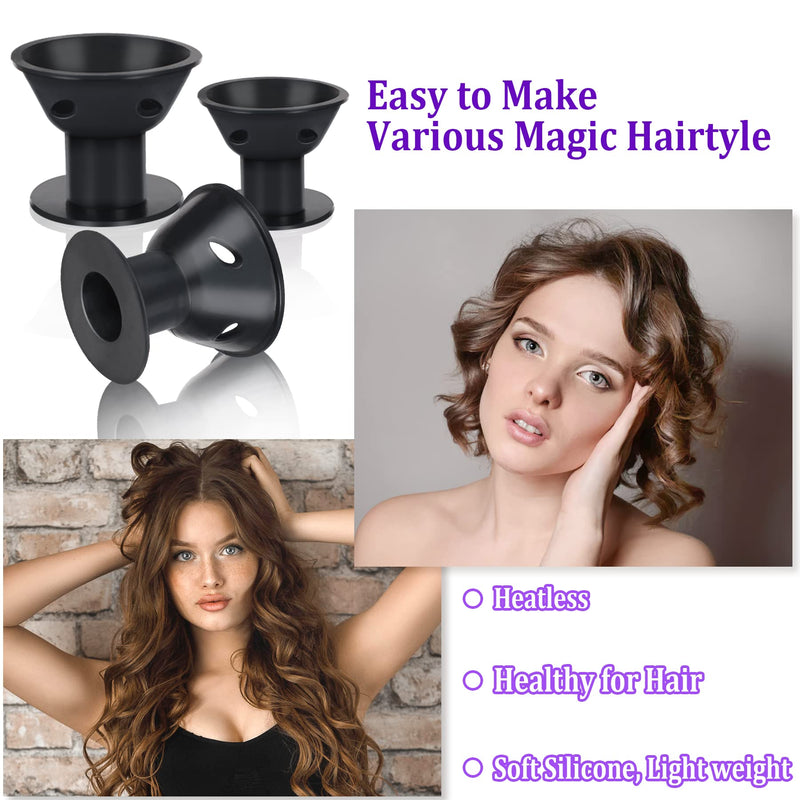 JANYUN 40 Pcs Pink Magic Hair Rollers 20 Pcs Large and 20 Pcs Small Silicone Curlers No Heat Hair Curlers for Women Girls Long Short Hair (Black) Black - NewNest Australia