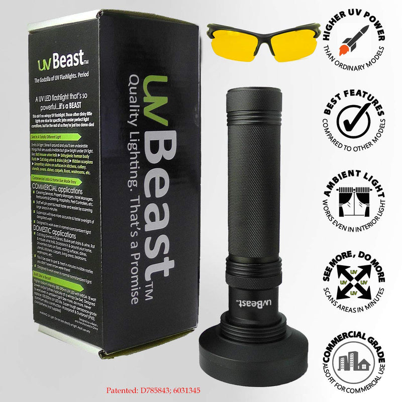 uvBeast Black Light UV Flashlight – HIGH Power 100 LED with 30-feet Flood Effect – Professional Grade 385nm-395nm Best for Commercial/Domestic Use Works Even in Ambient Light - USA Stock – UK Design - NewNest Australia