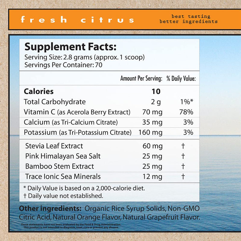 Superieur Electrolytes – Plant Based Electrolyte Supplement w/ Sea Minerals for Hydration & Recovery – Keto Friendly, Non-GMO, Zero Sugar, Vegan Healthy Sports Drink Powder – Citrus (70 Servings) - NewNest Australia