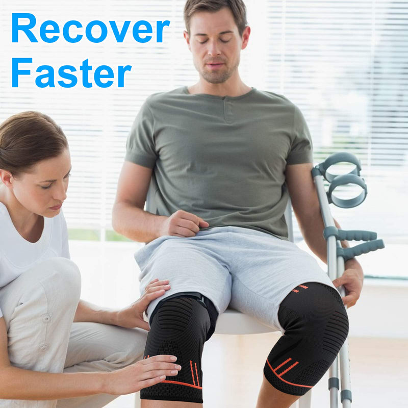 Molsdon Knee Support Brace 2 Pack, Compression Knee Sleeves for Arthritis Pain Relief, Joint Pain, Tendonitis, Meniscus Tear, ACL, MCL, Running, Sports, Squats, Men & Women L (Pack of 2) - NewNest Australia