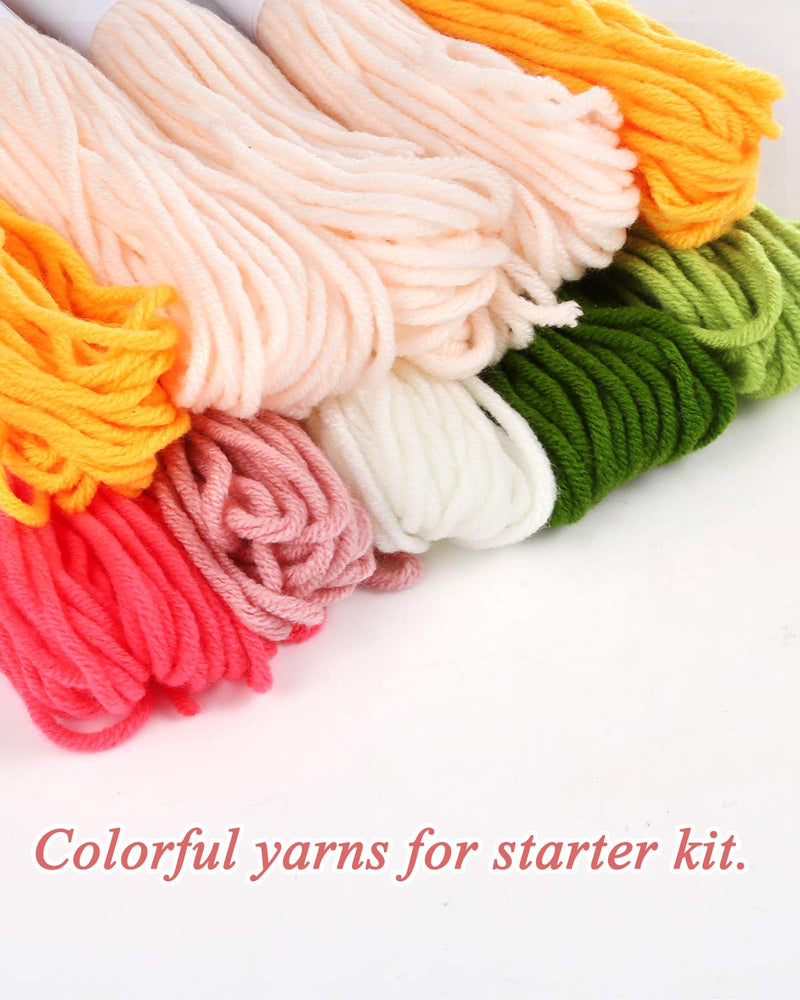 Pllieay 2 Set Punch Needle Embroidery Starter Kits Include Instructions, Punch Needle Fabric with Pattern, Yarns, Embroidery Hoops for Rug-Punch & Pinch Needle Flowers - NewNest Australia