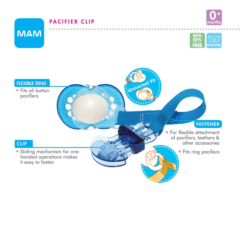 MAM Trends Design Collection Pacifier Clip (1-Pack), Clip for Pacifiers with Fastener and Flexible Ring, Baby Pacifier Clip for Boys, Designs May Vary 1 Pack Boy - NewNest Australia