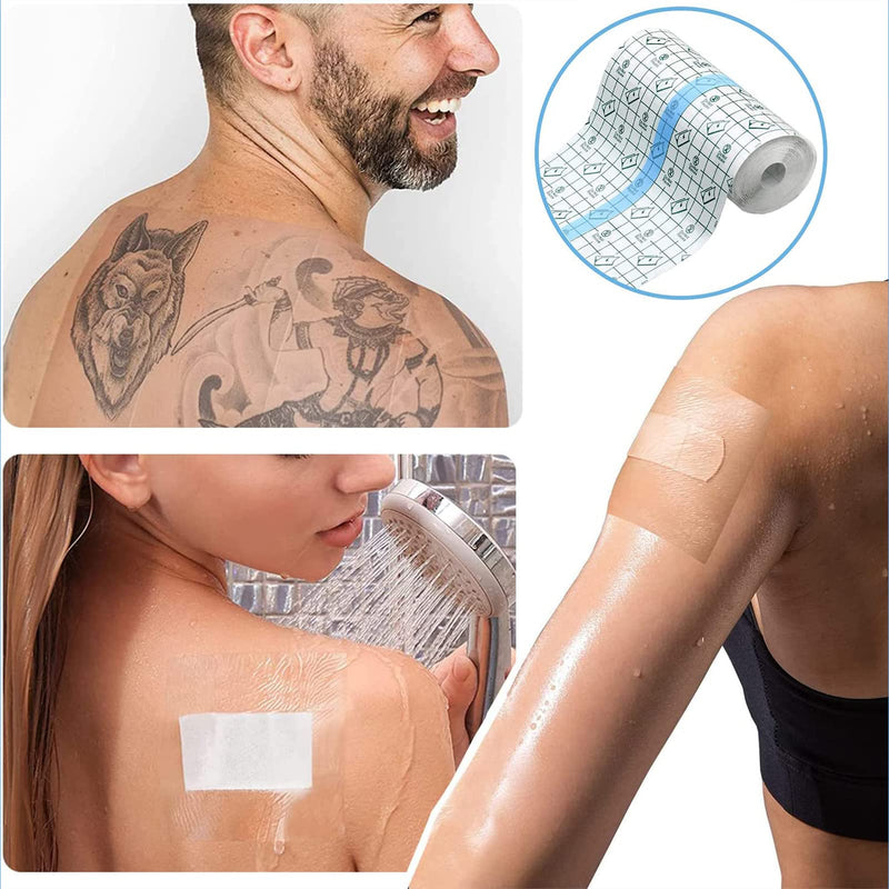 Tattoo Aftercare Waterproof Bandage，Stretch Adhesive Bandage, Transparent Waterproof Adhesive Bandage Tape,Clear Second Skin Protection for Plastic Cover,Wound Dressing,Protective Shield（15cm x 2m） - NewNest Australia