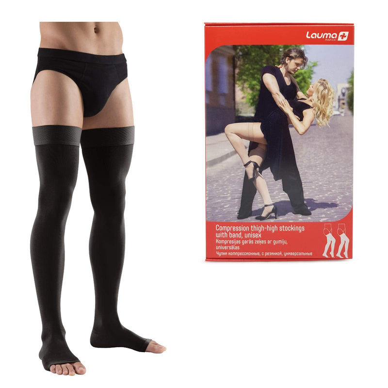 Lauma Medical, 23-32 mmHg open toe compression stockings class 2, varicose veins, often swelling in the legs, pain in calves and feet Black L size, long - NewNest Australia