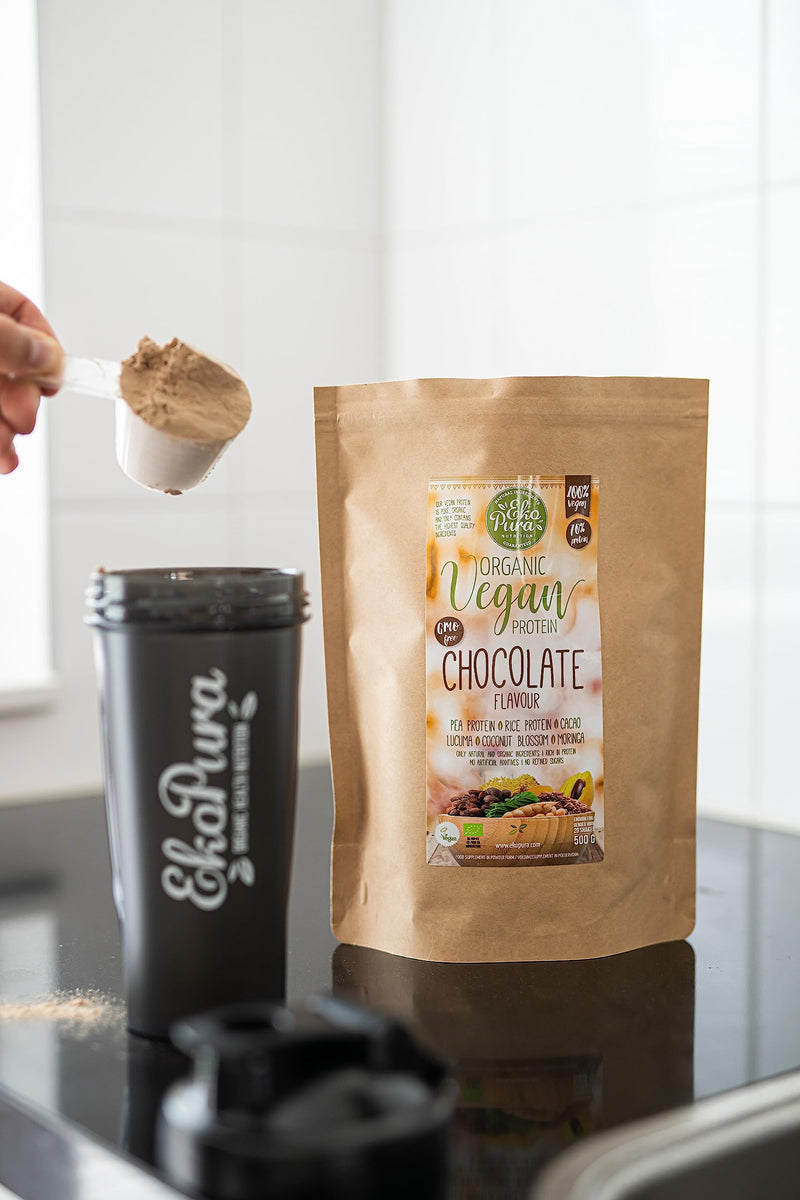 Ekopura Natural Vegan Protein - Chocolate - 500 G | 71% Protein | 100% Plant Ingredients, Hormone-Free, Gmo Free, Soy Free, Free From Additives | For Muscle Growth, Recovery And Muscle Maintenance - NewNest Australia
