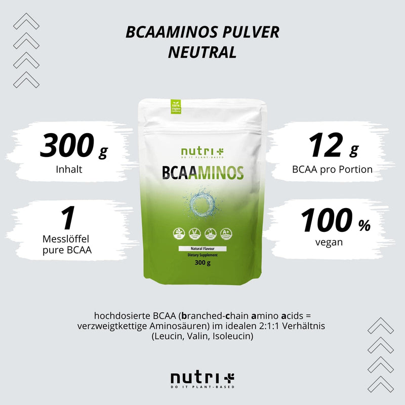 Bcaa Powder Neutral - Highest Dose Bcaaminos Without Sweeteners, Sugar And Additives - Natural Bcaas Are Essential Amino Acids - Vegan Instant Powder Unflavored 300 G - NewNest Australia