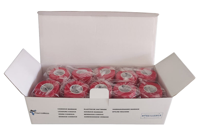 Pintomed Self-Adhesive Bandage Stretched - 10 X Red Bandages Rolls - 7.5 Cm X 4.5 M Cohesive Bandage Bandage Fixation Bandage Self-Adhesive Health Plaster Sports Tape Piece For Wrist Leg Arm Vet Wrap - NewNest Australia
