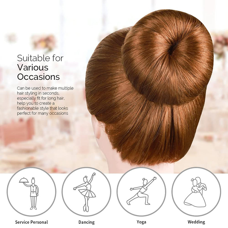 FANDAMEI Hair Donut Bun Maker, Girls Hair Styling kit with 20 Pieces Invisible Hair Nets for Bun, 4pcs Donut Bun Maker, 5 pieces Hair Elastic Bands, 20 pieces Hair Bobby Pin, Brown - NewNest Australia
