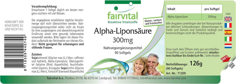 Fairvital | Alpha lipoic acid capsules 300mg (alpha-lipoic acid, ALA) - for 3 months - HIGH DOSE - 90 softgels - NewNest Australia