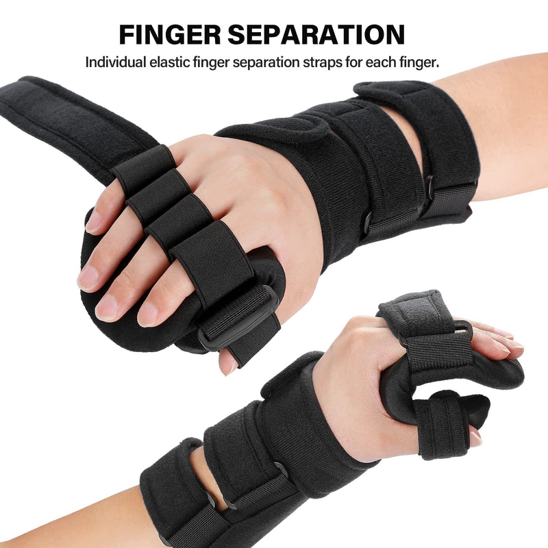 Hoomtree Stroke Resting Hand Splint, Right And Left Hand Splint With Finger Separator, Resting Hand Support, Wrist Support For Sprain, Tendonitis, Carpal Tunnel (Left, Black) - NewNest Australia