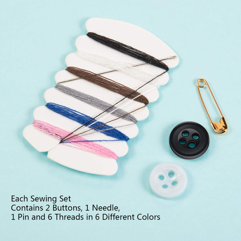 Tatuo 100 Sets Travel Sewing Kits Thread Repair Kit with Needles, Threads, Button, Pin for Hotel Amenities Necessities, 6 Different Colors - NewNest Australia