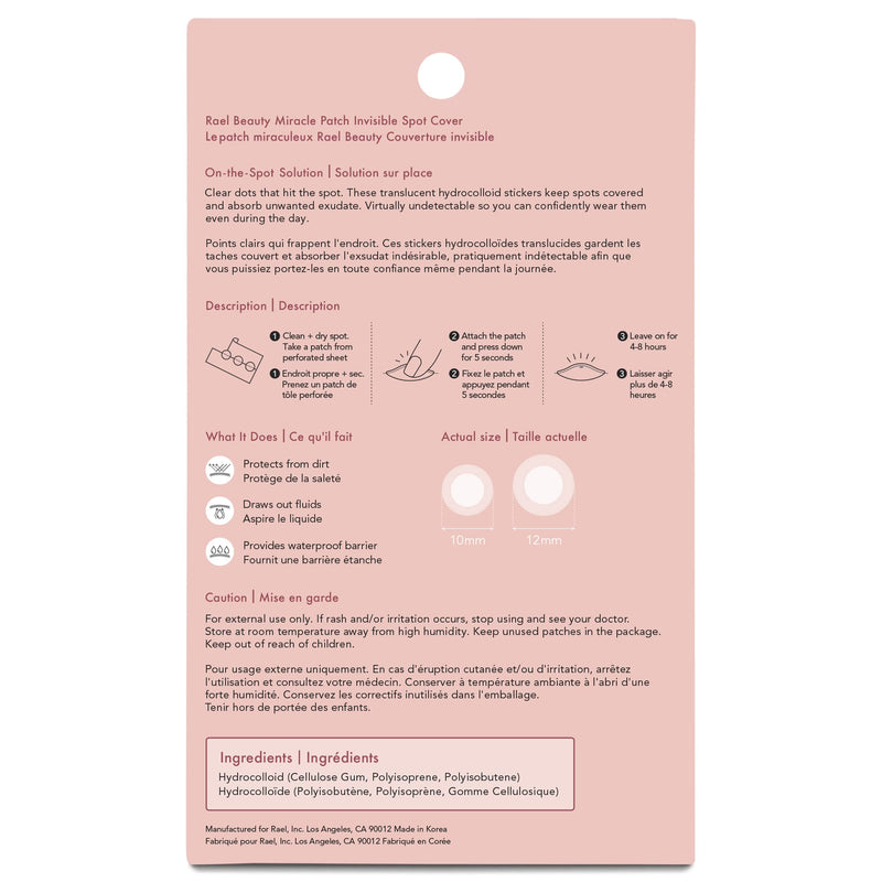 Rael Miracle Invisible Spot Cover - Hydrocolloid, Acne Pimple Absorbing Cover, Blemish Spot, Skin Care, Facial Stickers, 2 Sizes (96 Count) - NewNest Australia