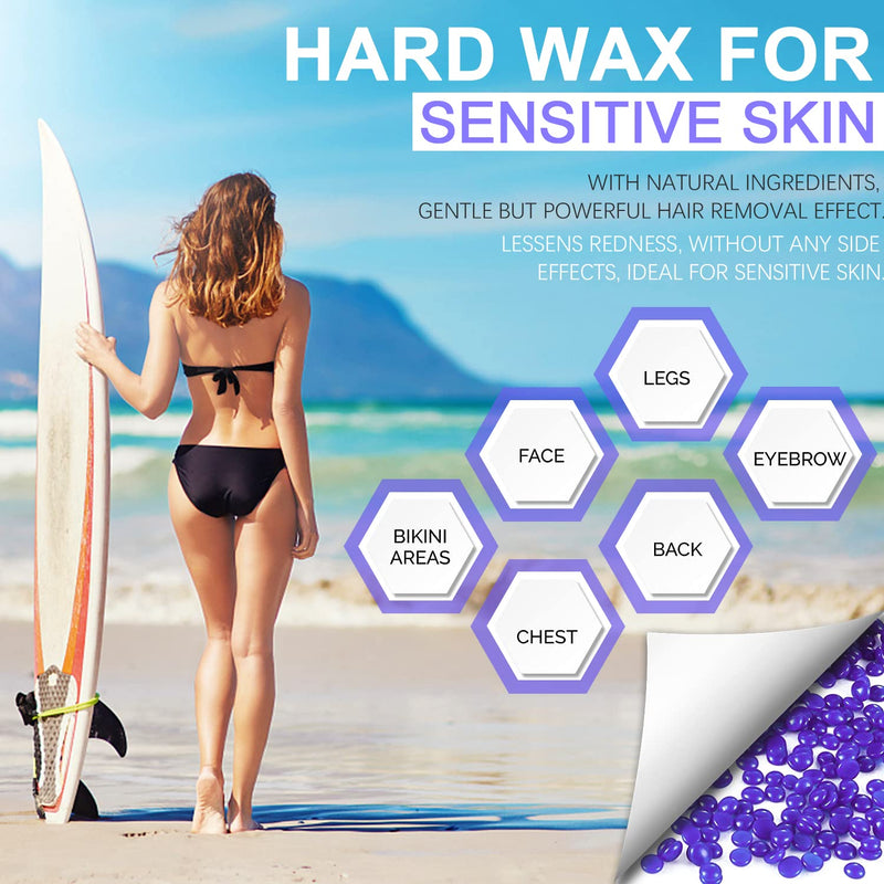 Wax beans for hair removal, wax beads for full body depilation, 400g wax beans and 10 wooden spatulas (4 pack) - NewNest Australia