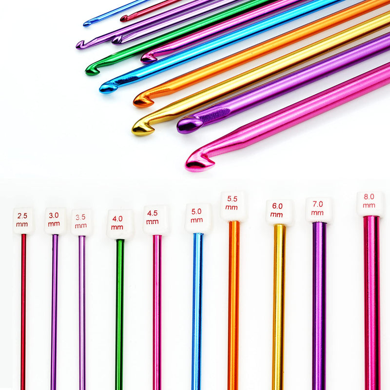 23 Pieces Tunisian Crochet Hooks Kit Including 12pcs 3-10 mm Bamboo Knitting Needle with Bead Carbonized Bamboo Needle + 11pcs 2-8 mm Multi Color Tunisian Afghan Aluminum Crochet Hooks - NewNest Australia