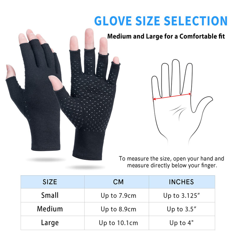 2 Pairs Arthritis Compression Gloves, Relieve Arthritis, Rheumatoid, Osteoarthritis, Carpal Tunnel Pain, Compression Gloves for Arthritis for Women & Men, Anti-Slip Glue dot Gloves for Work (Black,S) Small Black - NewNest Australia