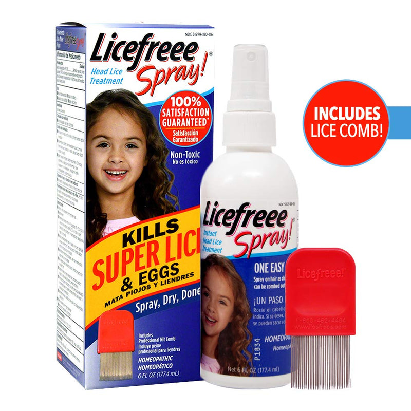 Tec Labs Licefreee Spray Head Lice Spray - Includes Professional Metal Nit and Lice Comb, 6 Fl Oz (Pack of 1) - NewNest Australia
