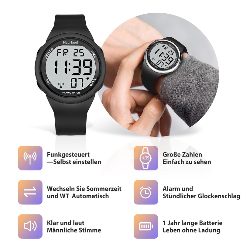 Hearkent Talking Watch for Visually Impaired or Seniors LCD Large Number Easy to Read Atomic Talking Watches for Blind People Silver - NewNest Australia