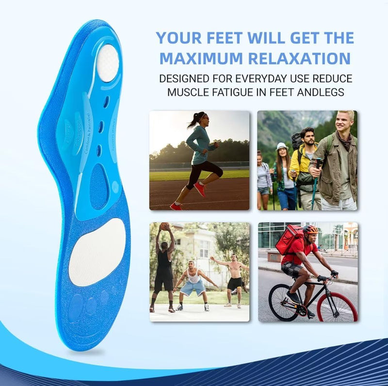 Pcssole Orthopedic Insoles Work Shoes, Shoe Insoles For Heel Spurs, Flat Feet, Plantar Fasciitis, Foot Pain, Insoles For Men And Women, Blue, Xs:Women (3.5-5.5) 24 Cm - NewNest Australia