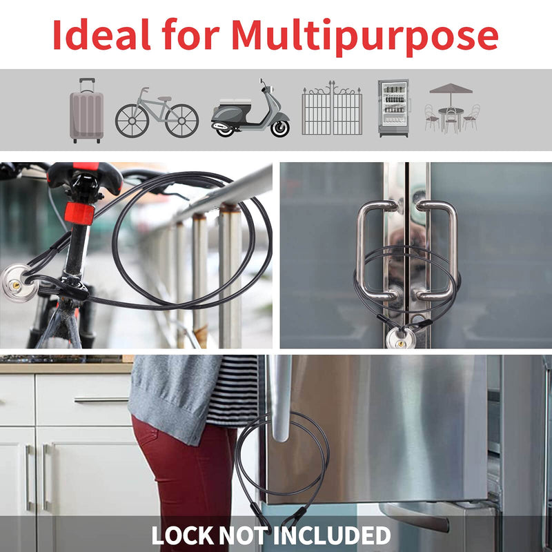 Security Steel Cable with Loops - 6ft Heavy Duty Bike Steel Cable 2/5 X 6' Braided Cable for U-Lock and Padlock - NewNest Australia