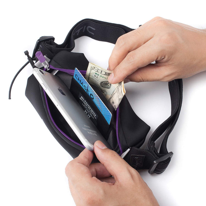 Fitletic Neo Race Belt | Unique No Bounce Design for Marathon, Triathlon, Trail, 5k, 10k | Single Pounch N01R Neo Purple & Black - NewNest Australia