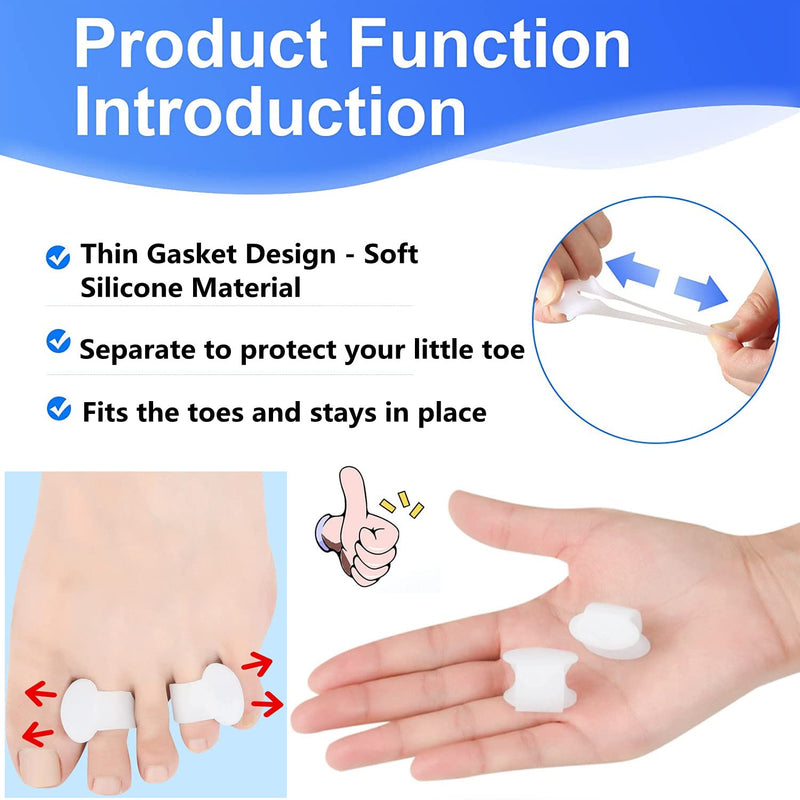 Toe Separator Little Toe Gel, Pack of 12 Toe Separators Silicone, Little Toe Splint for Overlapping Toes, Relief Little Toe Pressure and Pain, Suitable for Running, Hiking, Yoga. Toe separators - 12pcs - NewNest Australia