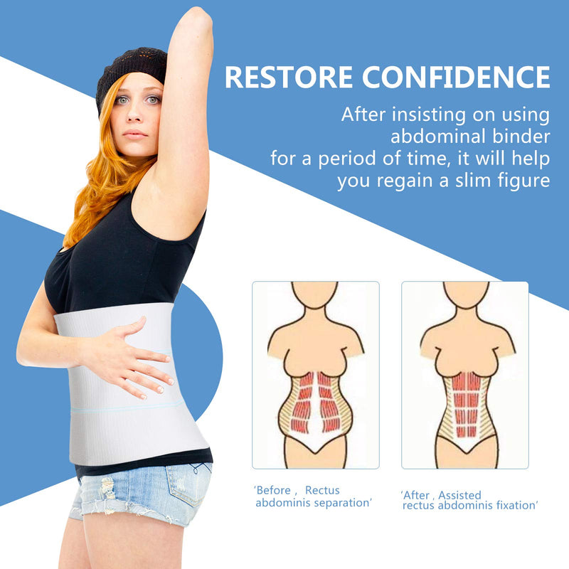 Abdominal Binder Post Surgery for Men and Women, Postpartum Tummy Tuck Belt Provides Slimming Bariatric Stomach Compression,High Elasticity, Breathable - (30" - 45") 3 PANEL - 9" 3 Panels 30"-45" WHITE - NewNest Australia