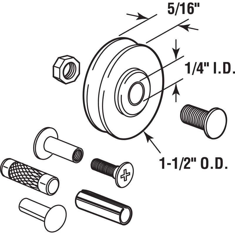 Prime-Line Products D 1797 Sliding Door Roller, 1-1/2-Inch Steel Ball Bearing, Pack of 2 - NewNest Australia