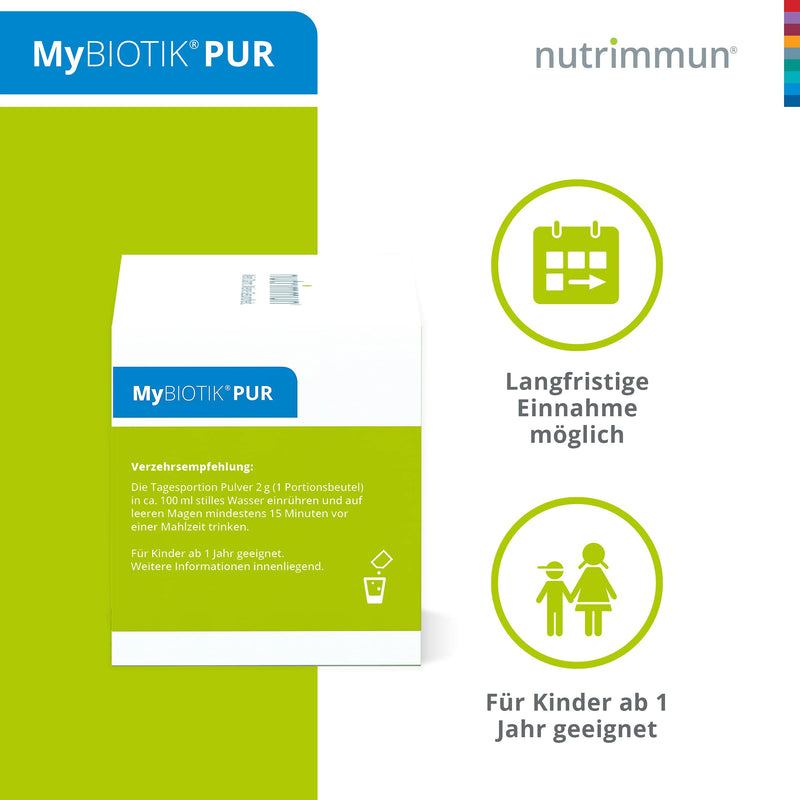 nutrimmun MyBIOTIK® PUR (30 x 2 g) powder - dietary supplement with a special complex of metabolically active bacterial cultures, biotin and vitamin B2 - for skin and mucous membranes 30 portions (pack of 1) - NewNest Australia