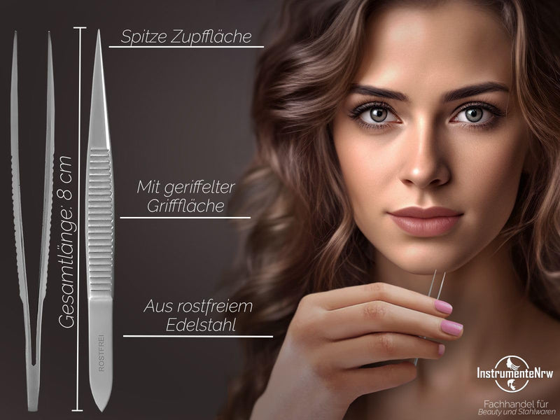 Tweezers, pointed hair plucking tweezers with ribbing on the handle - NewNest Australia