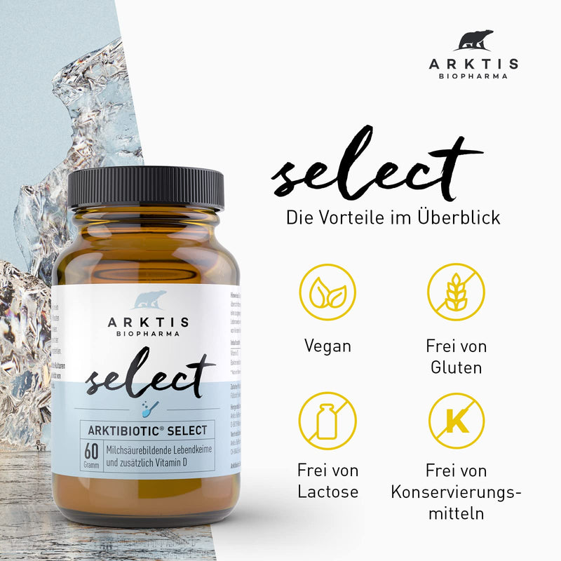 Arktis Biopharma Arktibiotic Select Powder, 60 G, Selected Lactic Acid Bacteria And Vitamin D, Laboratory Tested, Ideal For Supporting The Immune System And Intestinal Flora - NewNest Australia