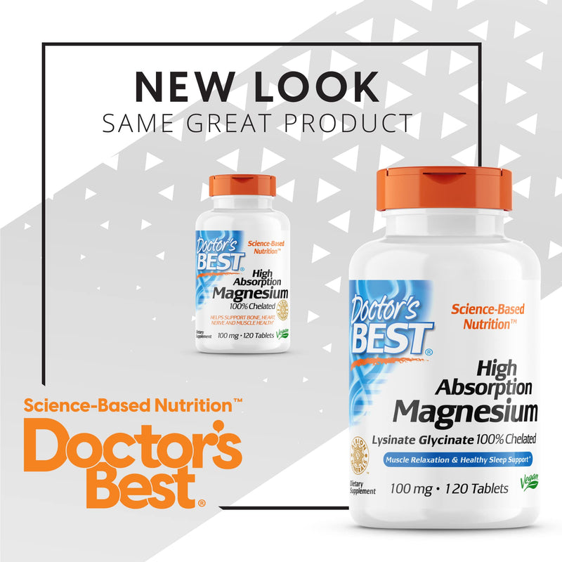 Doctor's Best High Absorption Magnesium Glycinate Lysinate, 100% Chelated, TRACCS, Not Buffered, Non-GMO, Vegan, Gluten & Soy Free, 100 mg, 120 Tablets - NewNest Australia