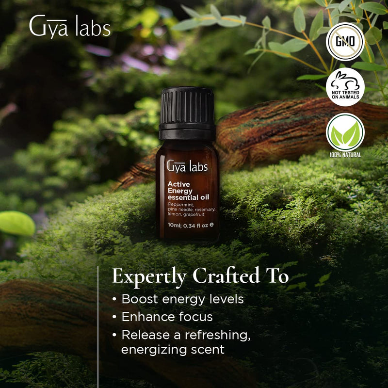 Gya Labs Active Energy Essential Oil Blend for Energy (10ml) - Pure, Therapeutic Grade Essential Oil Blend - Perfect for Aromatherapy, Energy and Focus - Use in Diffuser or on Skin 0.34 Fl Oz (Pack of 1) - NewNest Australia