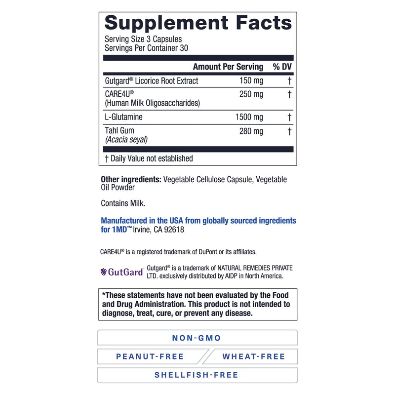 1MD Nutrition GutMD - L-Glutamine and Prebiotic for Gut Integrity | Promote Digestive Tract Health | 90 Capsules 90 Count (Pack of 1) - NewNest Australia