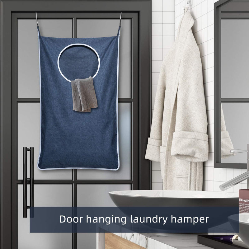 NewNest Australia - SAVERHO Hanging Laundry Hamper Bag, Door Hanging Hamper with Hooks Laundry Basket Dirty Clothes Hanging Laundry Storage Bag Larg Size 35X22inch(Blue) Blue 