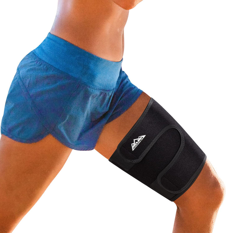supregear Thigh Brace Support, Adjustable Thigh Compression Sleeve Neoprene Hamstring Quad Wrap Breathable Non-Slip Upper Leg Brace Leg Slimmer for Women Men Pulled Groin Muscle, Quadriceps, Black - NewNest Australia