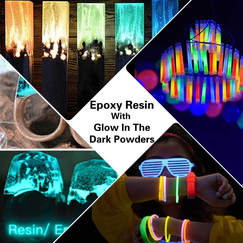 Glow in The Dark Pigment Mica Powder - 12 Colors Luminous Powder 20g/0.7oz and 3 Colors Gold Foil Flakes 2g, Epoxy Resin Color Dyes for Resin Art, Slime, Nail Art, Acrylic Paint and DIY Crafts - NewNest Australia