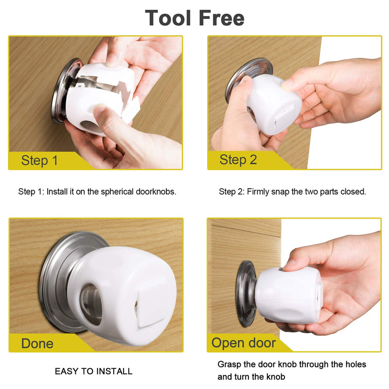 Door Knob Safety Cover for Kids, Child Proof Door Knob Covers, Baby Safety Door knob Handle Cover Lockable Design (4 Pack). - NewNest Australia