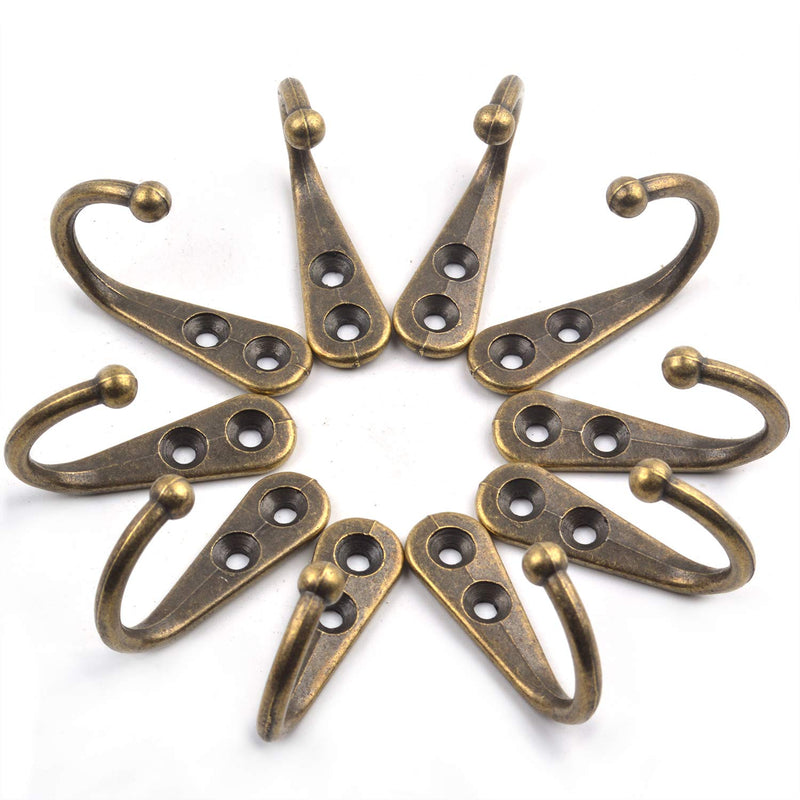 NewNest Australia - Hendevl 20 Pieces Wall Mounted Hook Robe Hooks Single Coat Hanger and 40 Pieces Screws, Bronze Color 