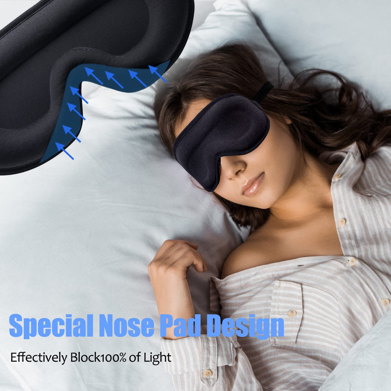 Sleep Eye Mask for Women Men- Silk Soft Foam Comfortable Sleeping Mask, Eye Cover Blindfold at Night Block Out Light Eye Shade Cover for Travel Yoga Nap, Black - NewNest Australia