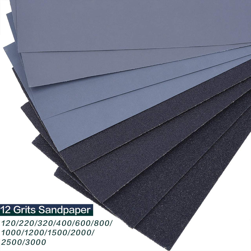 LANHU 120 to 3000 Assorted Grit Sandpaper for Wood Furniture Finishing, Metal Sanding and Automotive Polishing, Dry or Wet Sanding, 9 x 3.6 Inch, 36 Sheets 36pcs（120 to 3000 x 3 Peiecs） - NewNest Australia