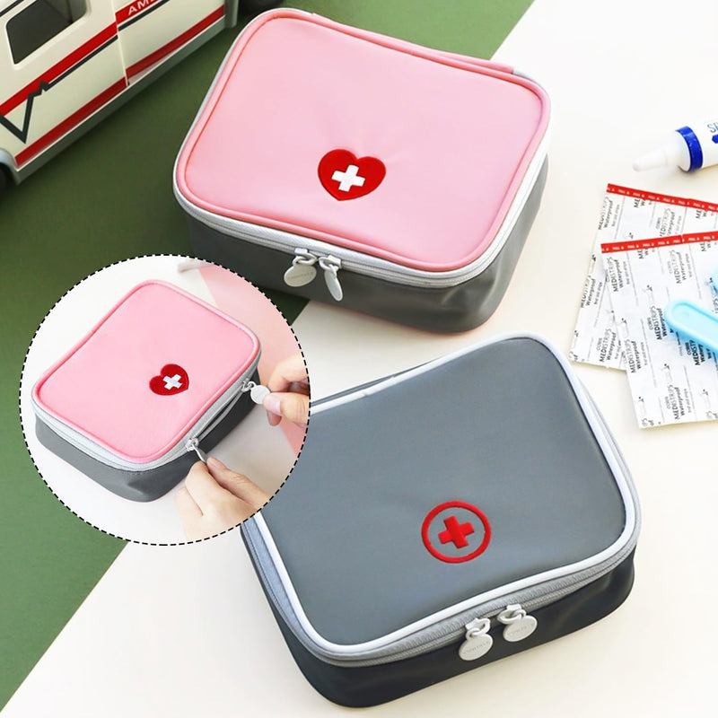 Pack Of 2 Medicine Bag, First Aid Kit, Square Organizer, Mini Carry-On Medicine Bag, Multi-Compartment Nursing Bag, Comfortable Travel Medicine Bag (Pink, Grey) - NewNest Australia