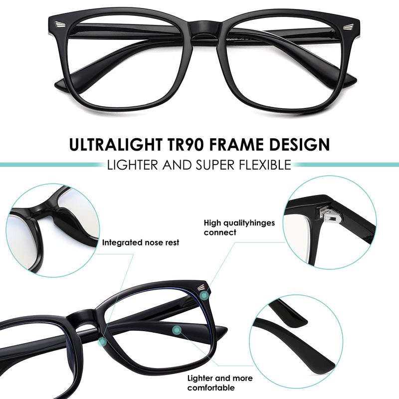 Blue Light Blocking Glasses - Women/Men 3Pack Computer Reading Gaming Anti Eyestrain Blue Light Glasses Non Prescription 1-black+douhua+clear - NewNest Australia
